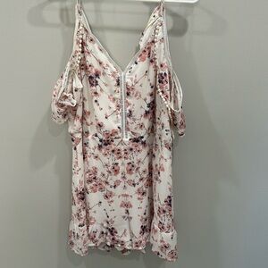Floral romper with cut out shoulders